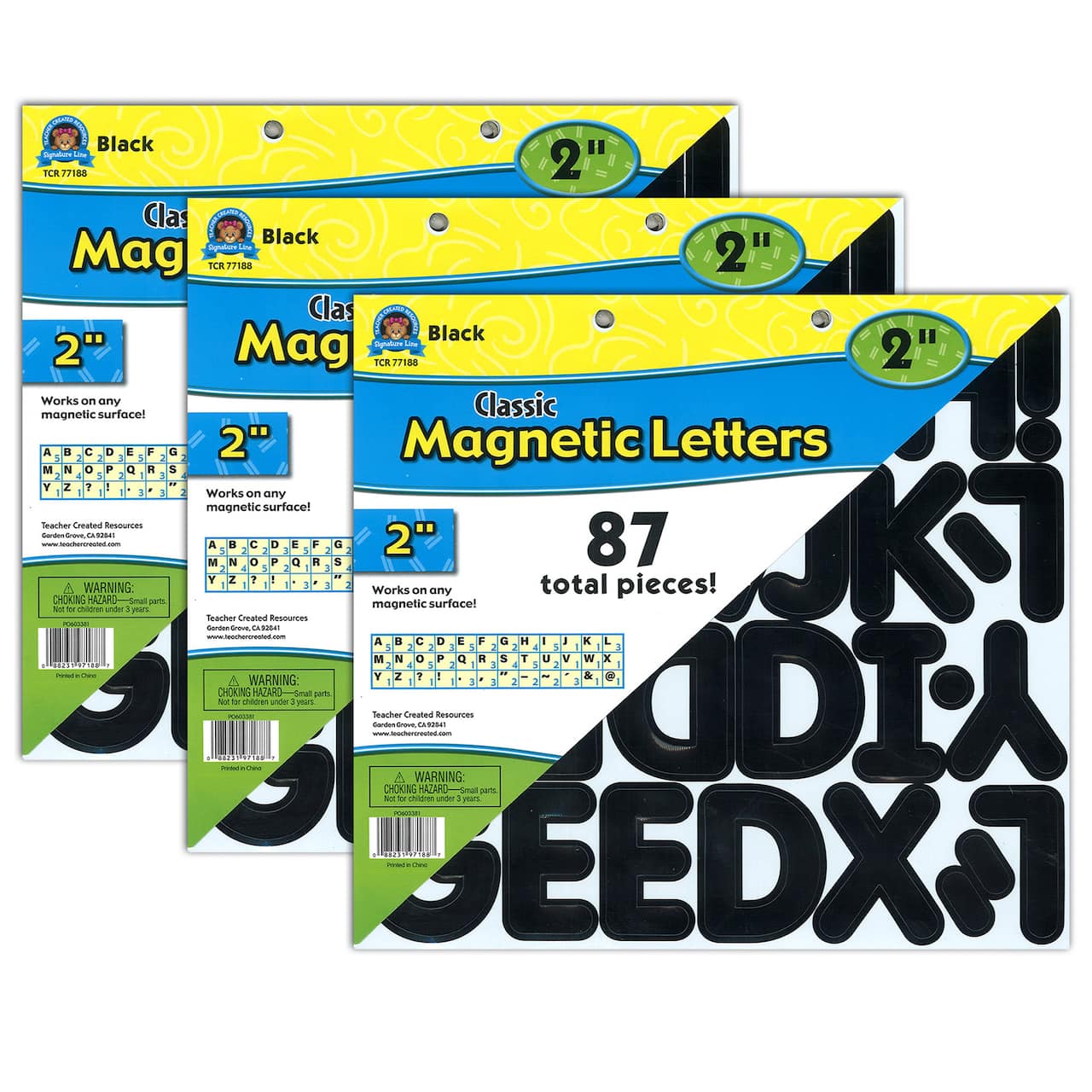 Teacher Created Resources® 2" Black Classic Magnetic Letters Set, 3ct.